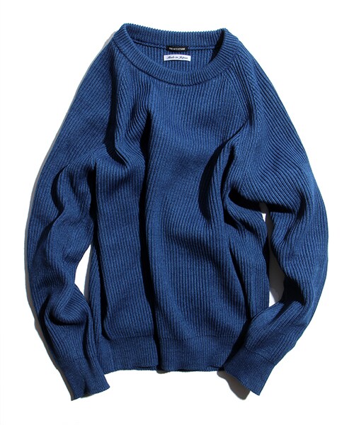 FREAK'S STORE（フリークスストア）の「【15SS新作】 -MADE IN JAPAN- インディゴ畔編クルーネックニット（その他・メンズ・サックスブルー/ネイビー/ボーダー/ストライプ・M/L）」の6枚目の写真