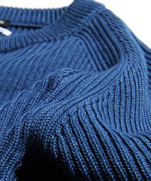 FREAK'S STORE（フリークスストア）の「【15SS新作】 -MADE IN JAPAN- インディゴ畔編クルーネックニット（その他・メンズ・サックスブルー/ネイビー/ボーダー/ストライプ・M/L）」の9枚目の写真
