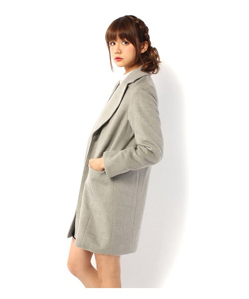 PAGEBOY（ページボーイ）の「【mini12月号掲載】フェイクビーバーチェスターコート（ジャケット/アウター・レディース・グレー系/キャメル/ブルー/ネイビー・S/M）」の6枚目の写真