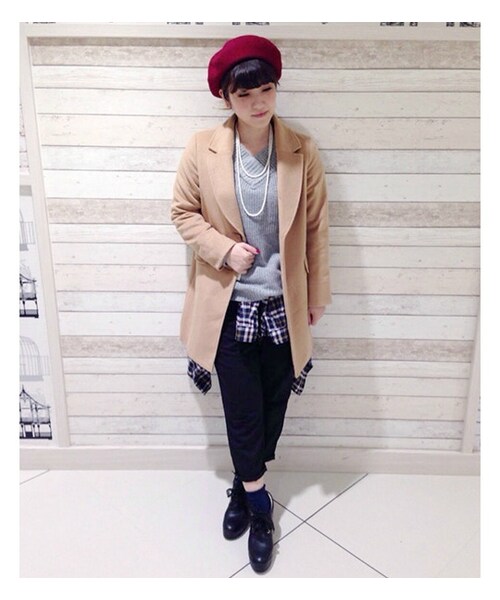 PAGEBOY（ページボーイ）の「【mini12月号掲載】フェイクビーバーチェスターコート（ジャケット/アウター・レディース・グレー系/キャメル/ブルー/ネイビー・S/M）」の16枚目の写真