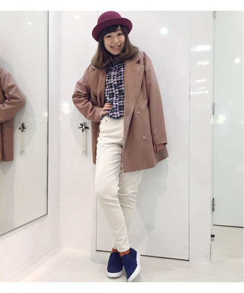 PAGEBOY（ページボーイ）の「【mini12月号掲載】フェイクビーバーチェスターコート（ジャケット/アウター・レディース・グレー系/キャメル/ブルー/ネイビー・S/M）」の14枚目の写真