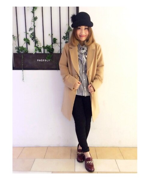 PAGEBOY（ページボーイ）の「【mini12月号掲載】フェイクビーバーチェスターコート（ジャケット/アウター・レディース・グレー系/キャメル/ブルー/ネイビー・S/M）」の21枚目の写真