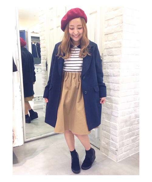 PAGEBOY（ページボーイ）の「【mini12月号掲載】フェイクビーバーチェスターコート（ジャケット/アウター・レディース・グレー系/キャメル/ブルー/ネイビー・S/M）」の19枚目の写真