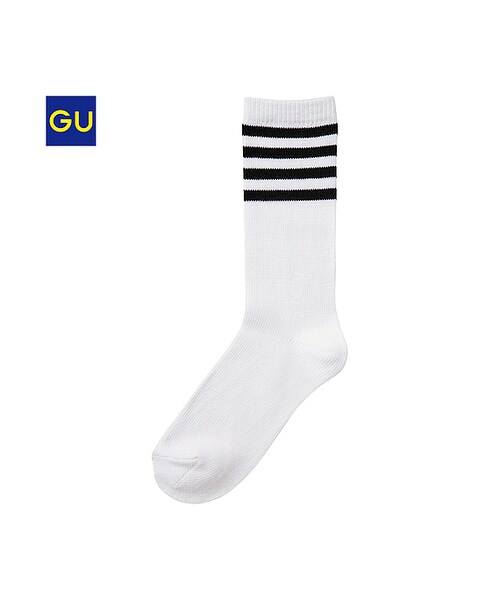 GU（ジーユー）の「（GU）ラインクルーソックス（WOMEN ⁄ ソックス・レディース・GRAY/OFF WHITE/BLACK・-）」の2枚目の写真