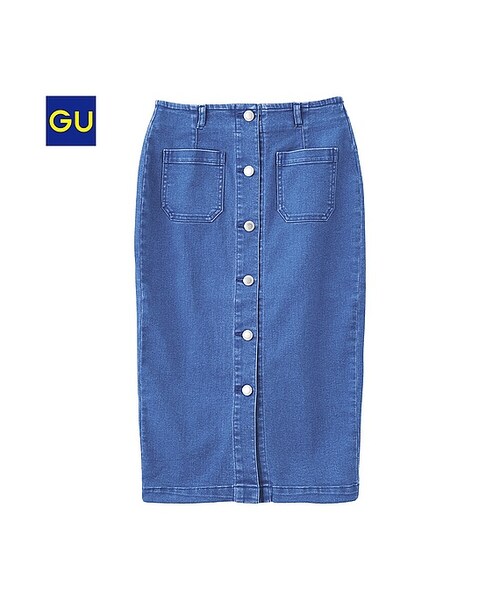 （GU）デニムフロントボタンスカート