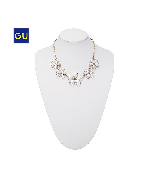 GU（ジーユー）の「（GU）ＷＯＭＥＮフラワーネックレスＡ（WOMEN ⁄ アクセサリー・レディース・BLACK/OFF WHITE/80・-）」の2枚目の写真