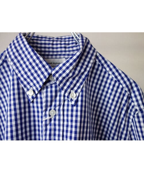 MANUAL ALPHABET（マニュアル アルファベット）の「【RECOMMEND】Manualalphabet マニュアルアルファベット GINGHAMCHECK BD SHIRT ギンガムチェックボタンダウンシャツ NVY ネイビー MEN'S メンズ（シャツ/ブラウス・メンズ・その他）」の8枚目の写真