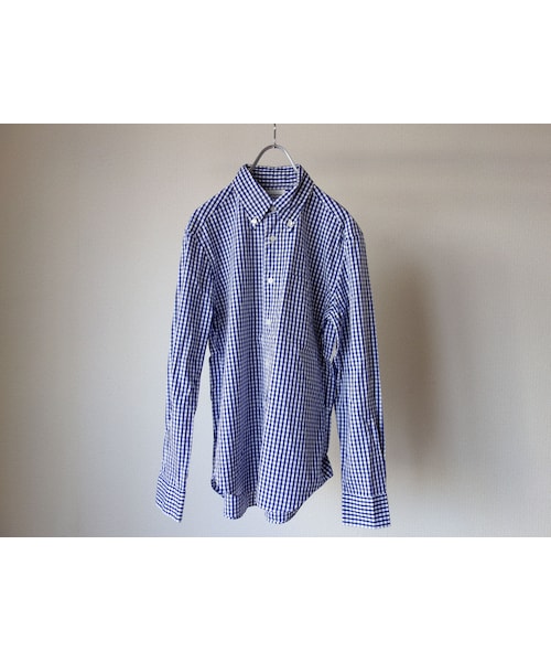 MANUAL ALPHABET（マニュアル アルファベット）の「【RECOMMEND】Manualalphabet マニュアルアルファベット GINGHAMCHECK BD SHIRT ギンガムチェックボタンダウンシャツ NVY ネイビー MEN'S メンズ（シャツ/ブラウス・メンズ・その他）」の6枚目の写真