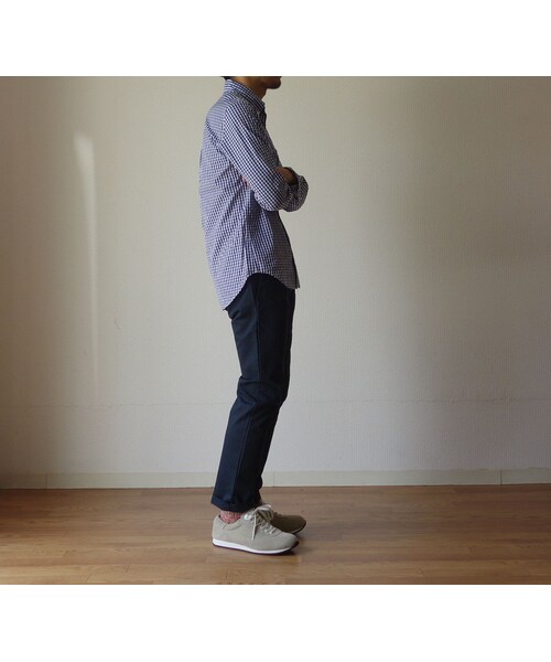 MANUAL ALPHABET（マニュアル アルファベット）の「【RECOMMEND】Manualalphabet マニュアルアルファベット GINGHAMCHECK BD SHIRT ギンガムチェックボタンダウンシャツ NVY ネイビー MEN'S メンズ（シャツ/ブラウス・メンズ・その他）」の3枚目の写真