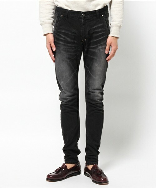 DIET BUTCHER（ダイエットブッチャー）の「DIET BUTCHER SLIM SKIN ヴィンテージ加工デニム（デニムパンツ・メンズ・ブラック/ダークブルー・1/2/3）」の5枚目の写真