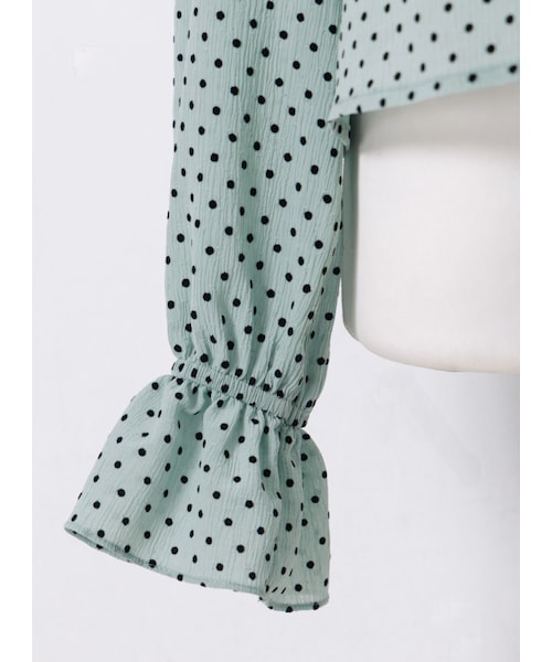 Marjorie（マージョリー）の「落子，復古水玉點點綁結領襯衫（トップス・レディース・深藍/淺綠・S/M）」の10枚目の写真