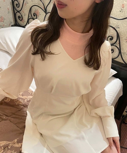 one after another NICE CLAUP(ワンアフターアナザーナイスクラップ)の「スタッフ考案!インナーsetミニワンピース(ワンピース・レディース・オフホワイト/アイボリー/ブラック・0)」の1枚目の写真