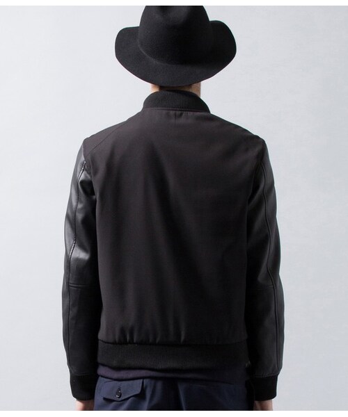 JUNRED（ジュンレッド）の「【先行予約】フェイクレザーコンビスタジャン 2015SS（ジャケット・メンズ・ブラック/グレー/ネイビー・0/1/2）」の6枚目の写真