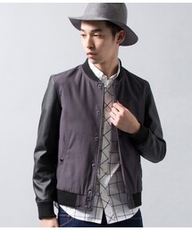 JUNRED | 【先行予約】フェイクレザーコンビスタジャン 2015SS(ジャケット/アウター)