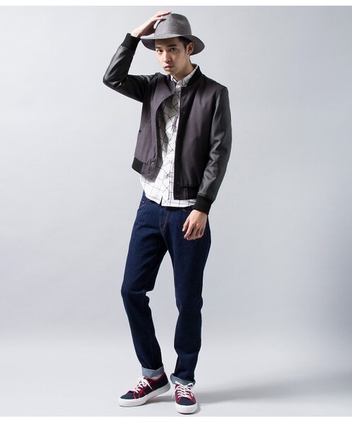 JUNRED（ジュンレッド）の「【先行予約】フェイクレザーコンビスタジャン 2015SS（ジャケット・メンズ・ブラック/グレー/ネイビー・0/1/2）」の15枚目の写真