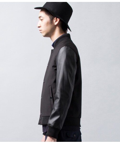 JUNRED（ジュンレッド）の「【先行予約】フェイクレザーコンビスタジャン 2015SS（ジャケット・メンズ・ブラック/グレー/ネイビー・0/1/2）」の5枚目の写真