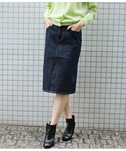 ADAM ET ROPE'（アダムエロペ）の「【15SS 先行予約】リジット5ポケットデニムスカート【春の新作】（スカート・レディース・ホワイト/ネイビー・36/38）」の3枚目の写真