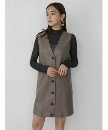 MURUA | フェイクレザーボタンジャンパースカート(ワンピース)