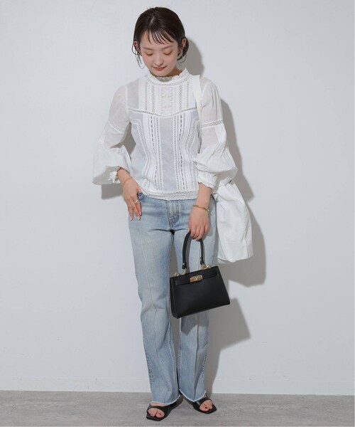 タグ付未使用✨ スローブイエナ　マニーレース ピンタックブラウス シャツ 黒 SLOBE IENA（スローブイエナ）の「マニーレース ピンタック