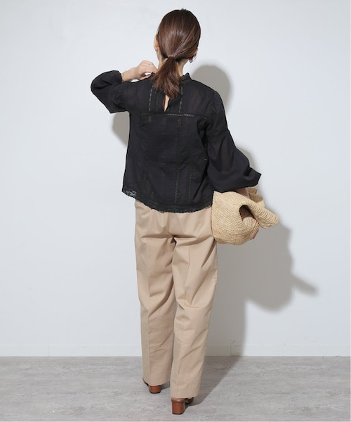 タグ付未使用✨ スローブイエナ　マニーレース ピンタックブラウス シャツ 黒 SLOBE IENA（スローブイエナ）の「マニーレース ピンタック