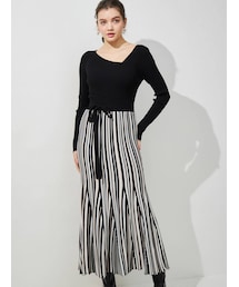 MERCURYDUO | 変形リブフレアニットワンピース(ワンピース)