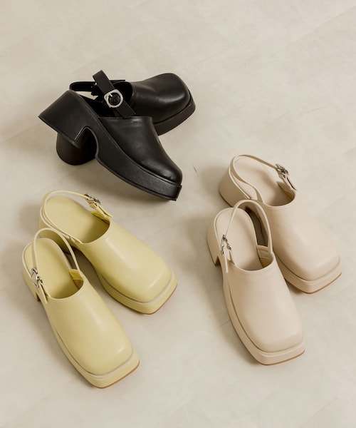 OLIVE des OLIVE（オリーブデオリーブ）の「【S/M/Lサイズ展開】バックベルト付きサボ（サンダル・レディース・アイボリー/イエロー系その他/ブラック・S/M/L）」の2枚目の写真