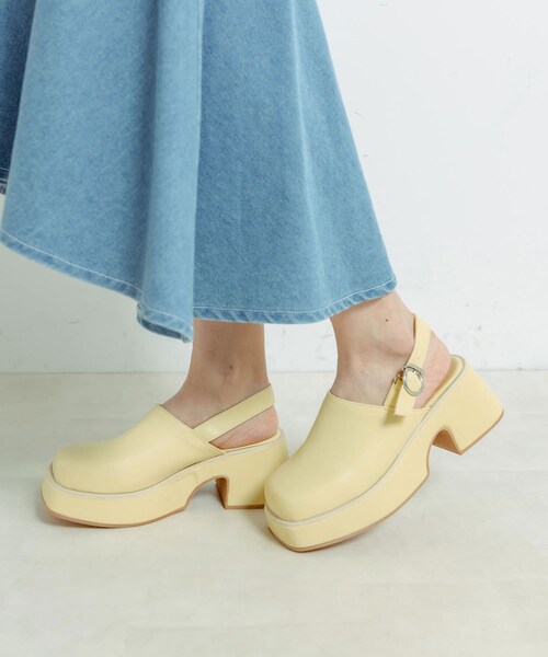 OLIVE des OLIVE（オリーブデオリーブ）の「【S/M/Lサイズ展開】バックベルト付きサボ（サンダル・レディース・アイボリー/イエロー系その他/ブラック・S/M/L）」の3枚目の写真