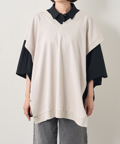 russet(ラシット)の「3WAYベスト(O-064)(Tシャツ/カットソー・ライトグレー/ブラック・FREE)」の1枚目の写真