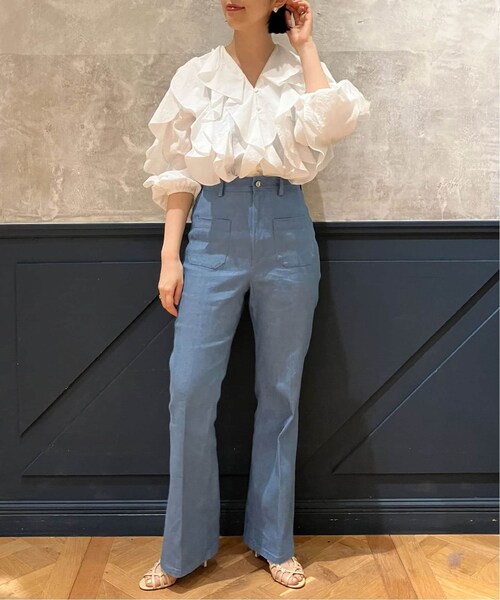 IENA（イエナ）の「《予約》IENA LA BOUCLE cotton フリルシャツ（その他・ホワイト/フリー）」の7枚目の写真