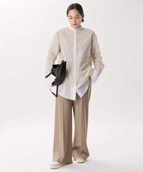 AP STUDIO - 【美品】  AP STUDIO / エーピーストゥディオ | 2022AW | スタンドカラー コットン ロングシャツ | F | ホワイト | レディース TanC TOKYO/タンクトウキョウ】アシンメトリーロングスリーブT