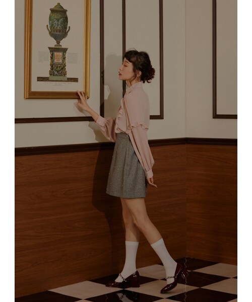 Marjorie（マージョリー）の「翩然起舞，方頭珍珠中跟瑪莉珍鞋（シューズ・レディース・紅/黑・225/230/235/240/245/250）」の3枚目の写真