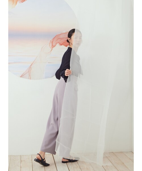 Marjorie（マージョリー）の「微光透影，特色口袋設計修身寬褲（パンツ・レディース・米白/淺紫・XS/S/M/L）」の13枚目の写真