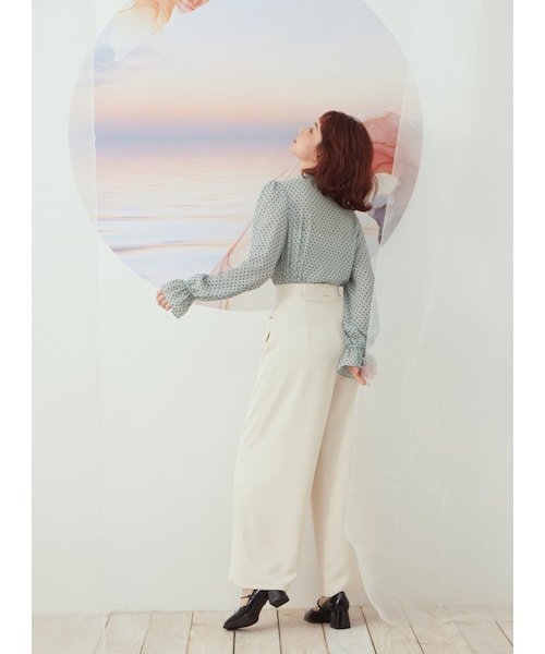 Marjorie（マージョリー）の「微光透影，特色口袋設計修身寬褲（パンツ・レディース・米白/淺紫・XS/S/M/L）」の6枚目の写真