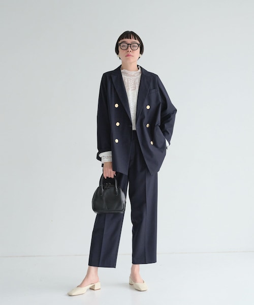 PUAL CE CIN(ピュアルセシン)の「TRセンタープレスパンツ(スラックス・レディース・ベージュ/ネイビー/オフホワイト・FREE)」の1枚目の写真