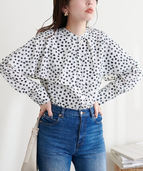 natural couture(ナチュラルクチュール)の「ひらっとケープブラウス(シャツ/ブラウス・レディース・オフホワイト/ベージュ/ミント/その他1/その他2・FREE)」の3枚目の写真