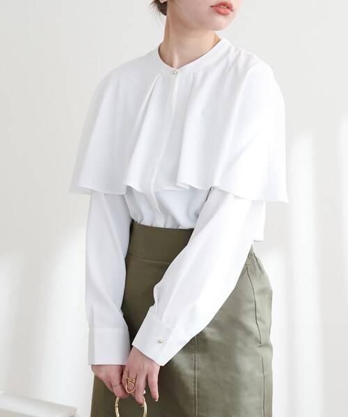 natural couture(ナチュラルクチュール)の「ひらっとケープブラウス(シャツ/ブラウス・レディース・オフホワイト/ベージュ/ミント/その他1/その他2・FREE)」の5枚目の写真