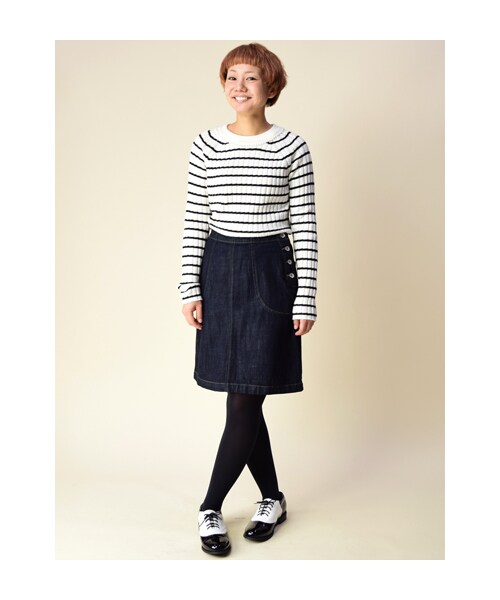 w closet（ダブルクローゼット）の「脇開きデニムスカート（パンツ・レディース・ブルー/ワンウォッシュ・FREE）」の10枚目の写真