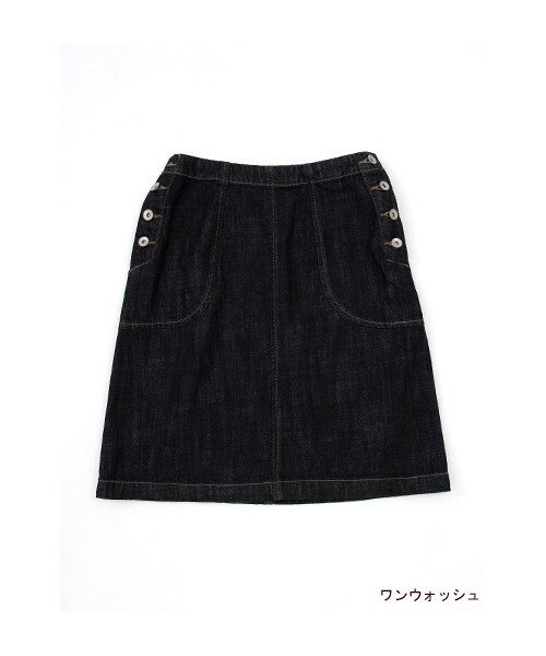w closet（ダブルクローゼット）の「脇開きデニムスカート（パンツ・レディース・ブルー/ワンウォッシュ・FREE）」の3枚目の写真
