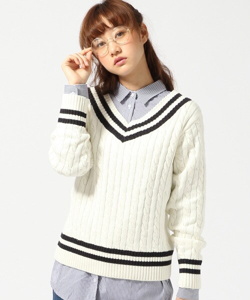 LOWRYS FARM(ローリーズファーム)の「【新作商品】5ゲージチルデンプルオーバーロングスリーブ(トップス・レディース・オフ/グレー/ネイビー・M/L)」の1枚目の写真