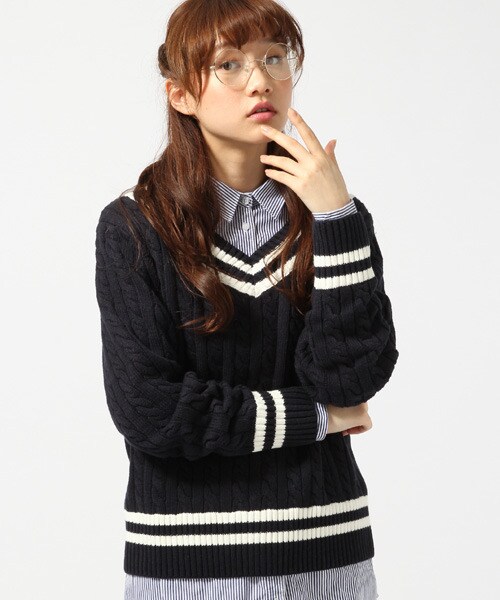 LOWRYS FARM(ローリーズファーム)の「【新作商品】5ゲージチルデンプルオーバーロングスリーブ(トップス・レディース・オフ/グレー/ネイビー・M/L)」の3枚目の写真