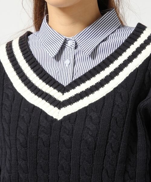 LOWRYS FARM(ローリーズファーム)の「【新作商品】5ゲージチルデンプルオーバーロングスリーブ(トップス・レディース・オフ/グレー/ネイビー・M/L)」の7枚目の写真