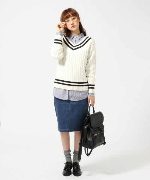 LOWRYS FARM(ローリーズファーム)の「【新作商品】5ゲージチルデンプルオーバーロングスリーブ(トップス・レディース・オフ/グレー/ネイビー・M/L)」の6枚目の写真