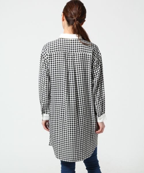 GLOBAL WORK(グローバルワーク)の「ムジガラシャツワンピース/長袖(ワンピース/ドレス・レディース・ホワイト(無地)05/チェック10/SAXストライプ80・M/L)」の5枚目の写真