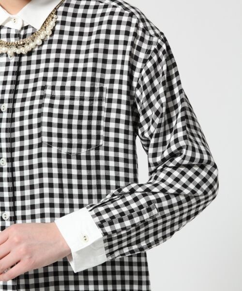 GLOBAL WORK(グローバルワーク)の「ムジガラシャツワンピース/長袖(ワンピース/ドレス・レディース・ホワイト(無地)05/チェック10/SAXストライプ80・M/L)」の7枚目の写真