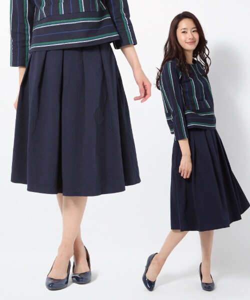 BLISS POINT Womens（ブリスポイント ウイメンズ）の「カラータックミディスカート（スカート・レディース・ホワイト/ブラウン/イエロー/ネイビー・Ｍ/Ｌ）」の3枚目の写真