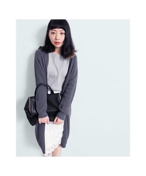 KBF（ケイビーエフ）の「KBF+　ロングカーディガン（トップス・レディース・OFF/GRY/PNK/NVY・one）」の15枚目の写真