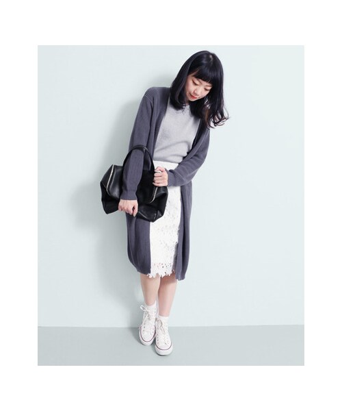 KBF（ケイビーエフ）の「KBF+　ロングカーディガン（トップス・レディース・OFF/GRY/PNK/NVY・one）」の14枚目の写真