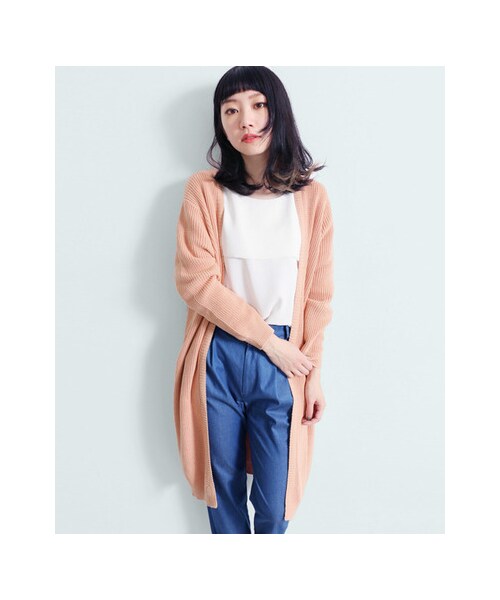 KBF（ケイビーエフ）の「KBF+　ロングカーディガン（トップス・レディース・OFF/GRY/PNK/NVY・one）」の12枚目の写真