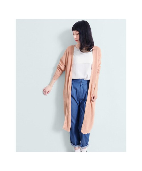 KBF（ケイビーエフ）の「KBF+　ロングカーディガン（トップス・レディース・OFF/GRY/PNK/NVY・one）」の11枚目の写真