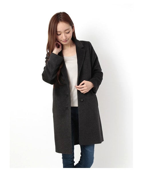 E hyphen world gallery（イーハイフンワールドギャラリー）の「・チェスターコート（コート　・レディース・チャコールグレー/ブラック/ネイビー・F）」の2枚目の写真